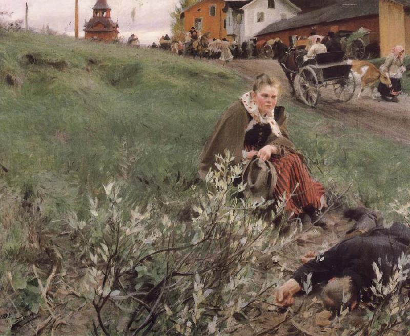 Anders Zorn Mora marknad oil painting picture